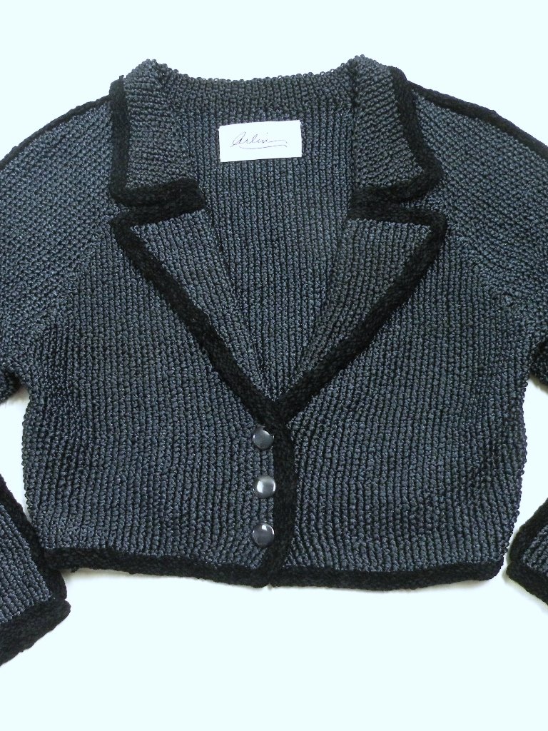 Vintage 80s Arlin Nubby Heavy Cardigan Sweater Cropped Jacket M